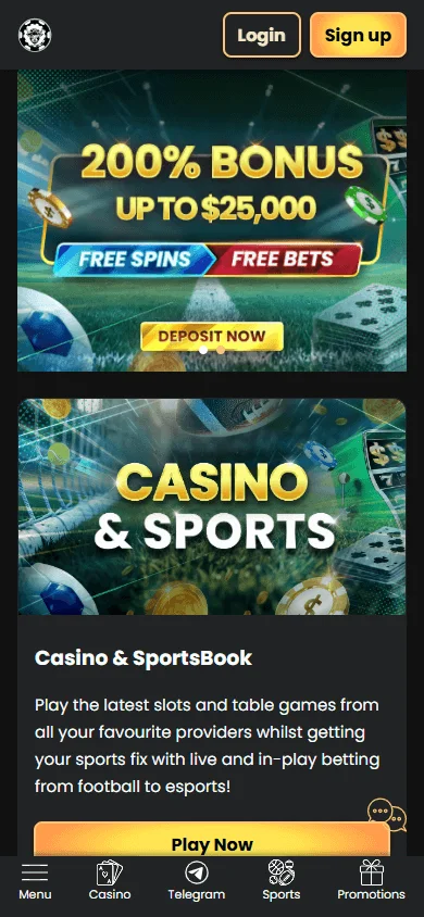 Wsm Casino home interface on a mobile device
